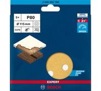 Bosch Papel de lija EXPERT C470 P80 115 mm - 8 agujeros para madera dura y pintura - 5 piezas