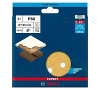 Expert Juego de papel de lija C470 (Diámetro: 125 mm, Grano: 60, 8 agujeros, 5 ud.)