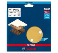 Bosch Professional 5 x Lijas Expert C470 con 6 agujeros, para Madera dura, Pintura sobre madera, 150 mm, Grano 180, Accesorios Lijadora excéntrica