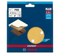 Expert Juego de papel de lija C470 (Diámetro: 150 mm, Grano: 80, 6 agujeros, 5 ud.)