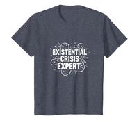 Experto en Crisis existencial EMO - mentalidad gótica angustiada Camiseta, Niños, Azul Jaspeado, 10 años