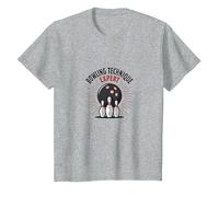 Experto en técnica de Bolos: 2 en Rosa, 1 en Humor apestoso Camiseta, Niños, Gris Jaspeado, 4 años