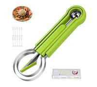 Explainout 3 in 1 Fruit Knife, Fruit Carving Tools Knife Kit, Melon Baller Scoop Set, Melon Cutter Shapes, for kitchens, fruit bowls (green+fork)