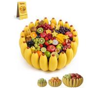 Explcior Creative Banana Shape Fruit Bowl Novelty Banana Petal Storage Tray 3D Printed Decorative Plate Multifunctional Kitchen Counter Organizer for Fruits Snacks for Home Table Decor