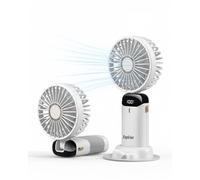 Explcior Electric Fan Handheld Mini Portable Hand Held Fans USB Rechargeable Fans Foldable Travel Powerful Personal Pocket Fan 5 Speeds Cooling Desk Holiday Quiet Silent for Women Handbag(Blanco)