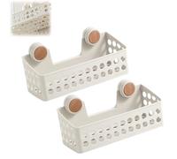 Explcior Estante De Almacenamiento Multifuncional Sin Taladros, Estante De Pared for Baño, con Ventosa Hueca for Drenaje, Sin Taladros, Resistente, Bordes Elevados.(2pcs)