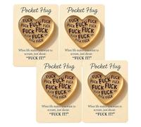 Explcior F*ck Pocket Hug Heart Card Gift, Pocket Hug Heart with Greeting Card, Funny Rude Message Token, Humor Gift & Sarcastic Office Decor, Stress Relief Gifts for Women Men(4pcs)
