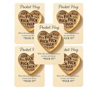 Explcior F*ck Pocket Hug Heart Card Gift, Pocket Hug Heart with Greeting Card, Funny Rude Message Token, Humor Gift & Sarcastic Office Decor, Stress Relief Gifts for Women Men(5pcs)