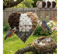Explcior Handmade Alpaca Fiber Bird Nesting Heart, Heart-Shaped Nesting Aid, Refillable Birds Haven, Winter Tree Shelter for Wild Bird, For Outside Garden Art Birdhouse, Gifts for Birds Lovers(3pcs)