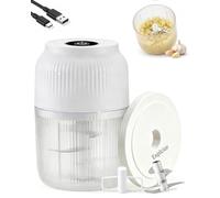 Explcior Household Electric Garlic Crusher 350ml Garlic Mincer with Lid 6 Blades Cordless Portable Mini Electric Food Chopper Food Processor for Onion Ginger Chili Meat and Fruit(Blanco,6 Blades)