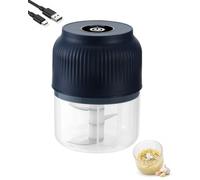Explcior Household Electric Garlic Crusher 350ml Garlic Mincer with Lid 6 Blades Cordless Portable Mini Electric Food Chopper Food Processor for Onion Ginger Chili Meat and Fruit(Blue,3 Blades)