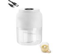 Explcior Household Electric Garlic Crusher 350ml Garlic Mincer with Lid 6 Blades Cordless Portable Mini Electric Food Chopper Food Processor for Onion Ginger Chili Meat and Fruit(Blanco,4 Blades)