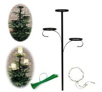 Explcior Triple Tree Topper Candle Holder Black Triple Tree Topper Candle Holder Candelabra Tree Topper for Christmas Candle Holder 3 Tier Candle Holder Christmas Topper Unique(1pc)