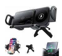 Explcior Wireless Charging Rotating Car Mount, High Intelligent 2 in 1 Auto Rotating Mobile Phone/Pad Holder, One-Touch Rotatable Car Vent Fast Charging Mobile Mount(Negro)