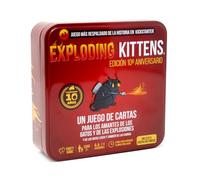 Asmoee Exploding Kittens Edición Caja Metálica 10º Aniversario, Incluye 8 Cartas Extra, Juego para niños y Adultos a Partir de 7 años,No Hagas explotar los Gatitos, 2 a 5 Jugadores, 15 min, Español