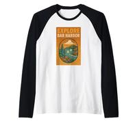 Explora Harbor Bar Camisa Retro Scenic Maine Landscape Camiseta Manga Raglan