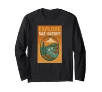 Explora Harbor Bar Camisa Retro Scenic Maine Landscape Manga Larga