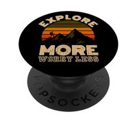 Explora Más Preocúpate Menos Trekking Montañas Camping Senderismo PopSockets PopGrip Adhesivo