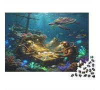 Exploración Tesoro de Naufragio Submarino Puzzle de 1000 Piezas Papel para Adultos Escena Oceánica Puzzle para Adultos Relajación Atención Decoración Regalo 70x50cm/1000pcs