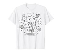 Explorador cósmico delfín Sonriente con Planetas y Estrellas Camiseta