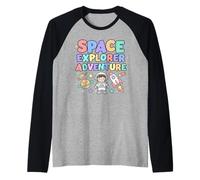 Explorador Espacial Aventura niños gráfico Lindo Dibujos Animados Camiseta Manga Raglan
