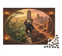 Explorador Simio Gigante Puzzle de 1000 Piezas Papel para Adultos Ruinas de la Selva Antigua Entretenimiento Familiar Regalo Hogar 70x50cm/1000pcs