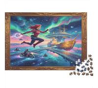 Exploradora Cielo Nocturno Fantasía Puzzle de 1000 Piezas Papel para Adultos Aventura Aurora Juego de Puzzle Regalo Relajante Decorativo Hogar 70x50cm/1000pcs