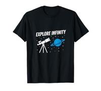 Explorar Infinity Astronomy Telescopio Saturno Diseño Espacial Camiseta