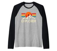 Explorar Más Trekking Montañas Camping Divertido Explorador Senderista Camiseta Manga Raglan
