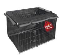 Explore Land Funda de jaula de alambre para perro, poliéster resistente, compatible con jaulas metálicas estándar de 1, 2 y 3 puertas, patrón de celosía en negro, 91 cm
