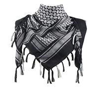 Explore Land, Palestina de algodón con flecos para la cabeza y cuello, fular táctico para el desierto, para hombres y mujeres, negro y blanco, talla única