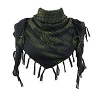 Explore Land Pañuelo palestino de algodón, fular táctico para el desierto, envoltura para la cabeza y el cuello, con flecos, para hombres y mujeres, Negro -verde, talla única