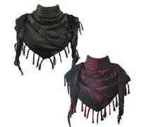 Explore Land Shemagh Keffiyeh - Bufanda táctica del desierto de algodón con borla para hombres y mujeres, Negro y verde, negro y rojo, talla única