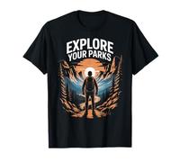 Explore National Parks Hiking Adventure Sunset Forest Trail Camiseta