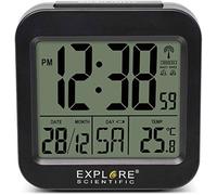 Explore Scientific Despertador Digital de Viaje y de Mesa controlado por Radio y con Indicación de la Temperatura Interior