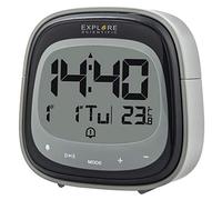 EXPLORE SCIENTIFIC RDC-3006-Reloj Despertador, Touch Key, Temperatura Interior, Radio controlado, Calendario, Control tactil, Alarma Dual, Pantalla LCD retroiluminada, Color Negro, Language Code 2