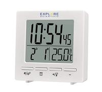 Explore Scientific RDC1005 - Reloj de Viaje con Radio controlado por Radio, Doble Alarma, repetición de Alarma, Calendario, Color Blanco