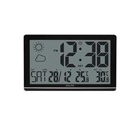 Explore Scientific RDC8001 cm3000 - Reloj de Pared Jumbo controlado por Radio, Sensor de Temperatura Exterior, previsión del Tiempo, Negro