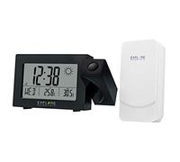 EXPLORE SCIENTIFIC RPW-3008 - Reloj controlado por radio, temperatura interior y exterior, proyección de tiempo con cabezal giratorio, color negro