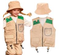 Explorer Costume - Kids Adventure Dress Up Set, Outdoor Role Play Vest Hat Outfit with Realistic Safari Style Imaginative Fun Experience Feature, Lightweight Wear Comfort, Ideal for Boys Girls Camping