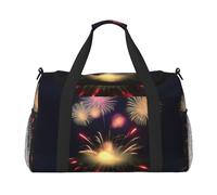 Explosion Fireworks - Bolsa de viaje grande de lona con impresión 3D para mujer, bolsa de viaje para fin de semana, Negro -, Talla única