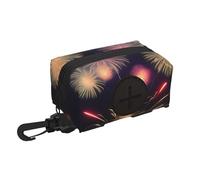 Explosion Fireworks - Dispensador de bolsas para excrementos de perro, diseño de fuegos artificiales en 3D, bolsa pequeña con cremallera y mosquetón