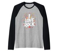 Explosión musical I Love Rock Bold Guitar Camiseta Manga Raglan