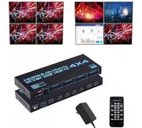 Explosive HDMI 2.0 4K Matrix Switcher 4X4 Distribución de conmutación 4 en 4 salidas HDMI Matrix Video Switch Splitter HD 4K @60Hz Compatible con control IR 3D, EDID, Blu-Ray DVD con luces LED para