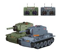 ExploTex 1/64 escala 2,4 G Mini RC Battle Tank modelo con modo de combate por infrarrojos, torre giratoria y unidad de pista, juguete militar regalo para adultos y adolescentes (verde + gris)