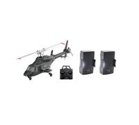 ExploTex Mini helicóptero RC modelo A61 a escala 1:53, Air-Wolf 2,4 G, 4 canales, un rotor, sin flybarless con retención de altura óptica (versión RTF/negro y blanco) + 2 baterías, ideal para