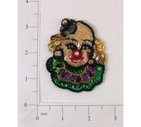 Expo International Parches/apliques de lentejuelas de cara de payaso de Mardi Gras de 2 3/4 x 2 1/4 pulgadas, varios colores