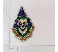 Expo International Parches/apliques de lentejuelas de cara de payaso feliz de Mardi Gras de 4 1/2 x 3 pulgadas, varios colores