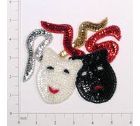 Expo International Parches/apliques de máscaras de drama de Mardi Gras con cuentas de lentejuelas de 5 x 4 1/4 pulgadas, varios colores