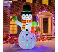 EXPOREE Decoraciones de Navidad Inflable Muñeco de Nieve, 210 cm, 7 pies, Blow Up Xmas Decoraciones Inflables con Luces LED, Patio al Aire Libre Jardín Césped Decoraciones de Invierno